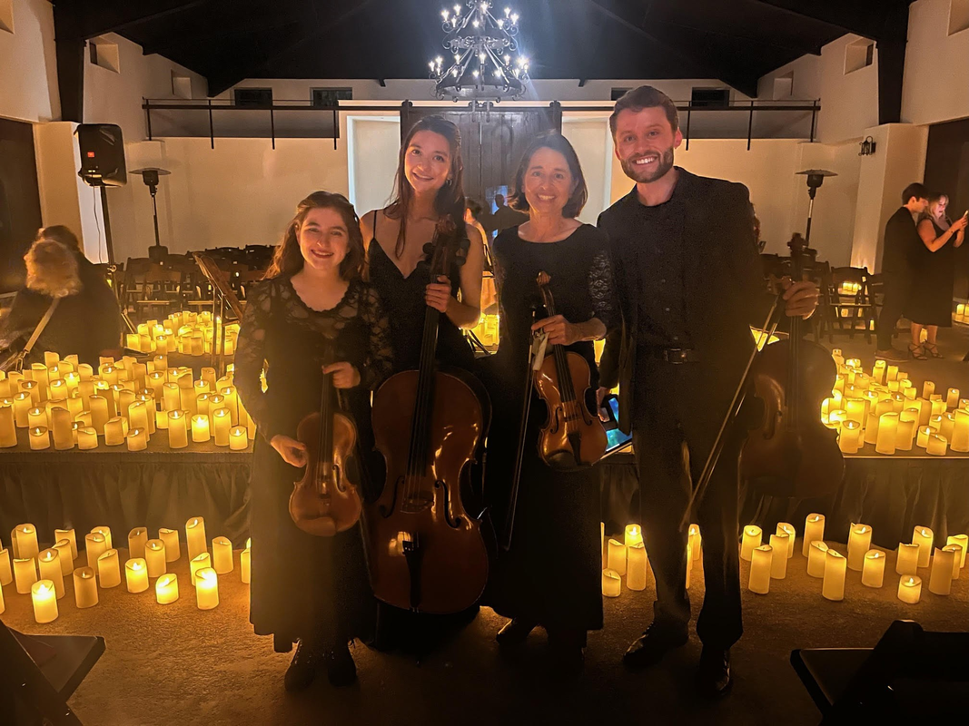 Santa Barbara String Quartet after a candlelight concert